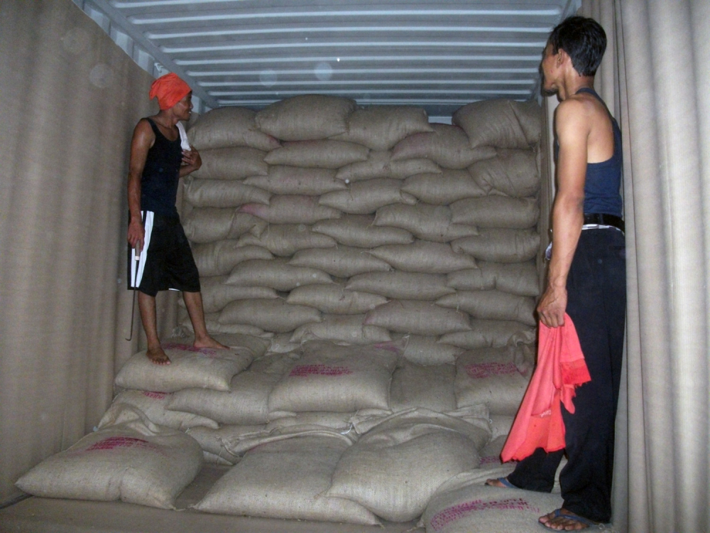 Loading coffee bags